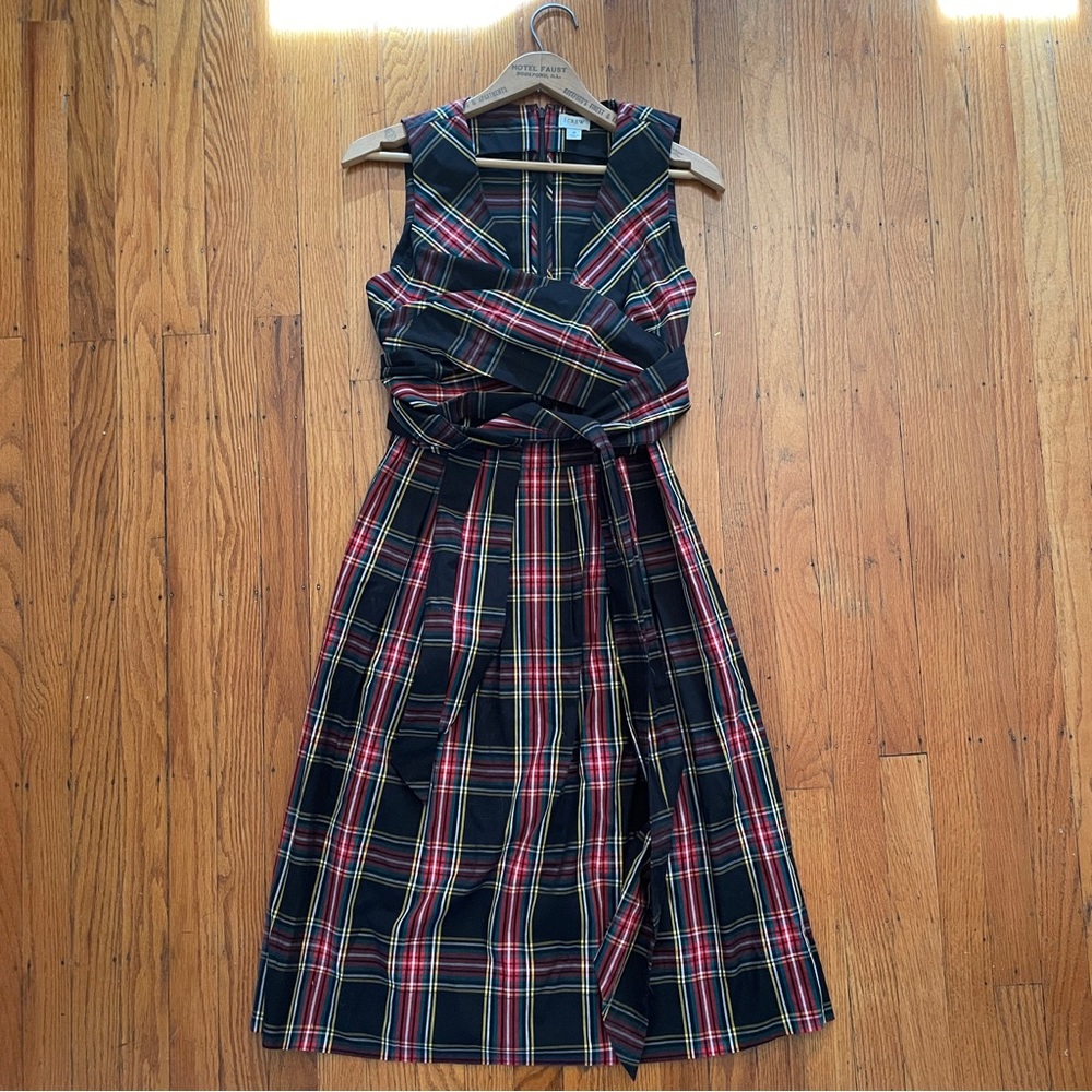 J.Crew tartan plaid v-neck wrap waist dress size 4